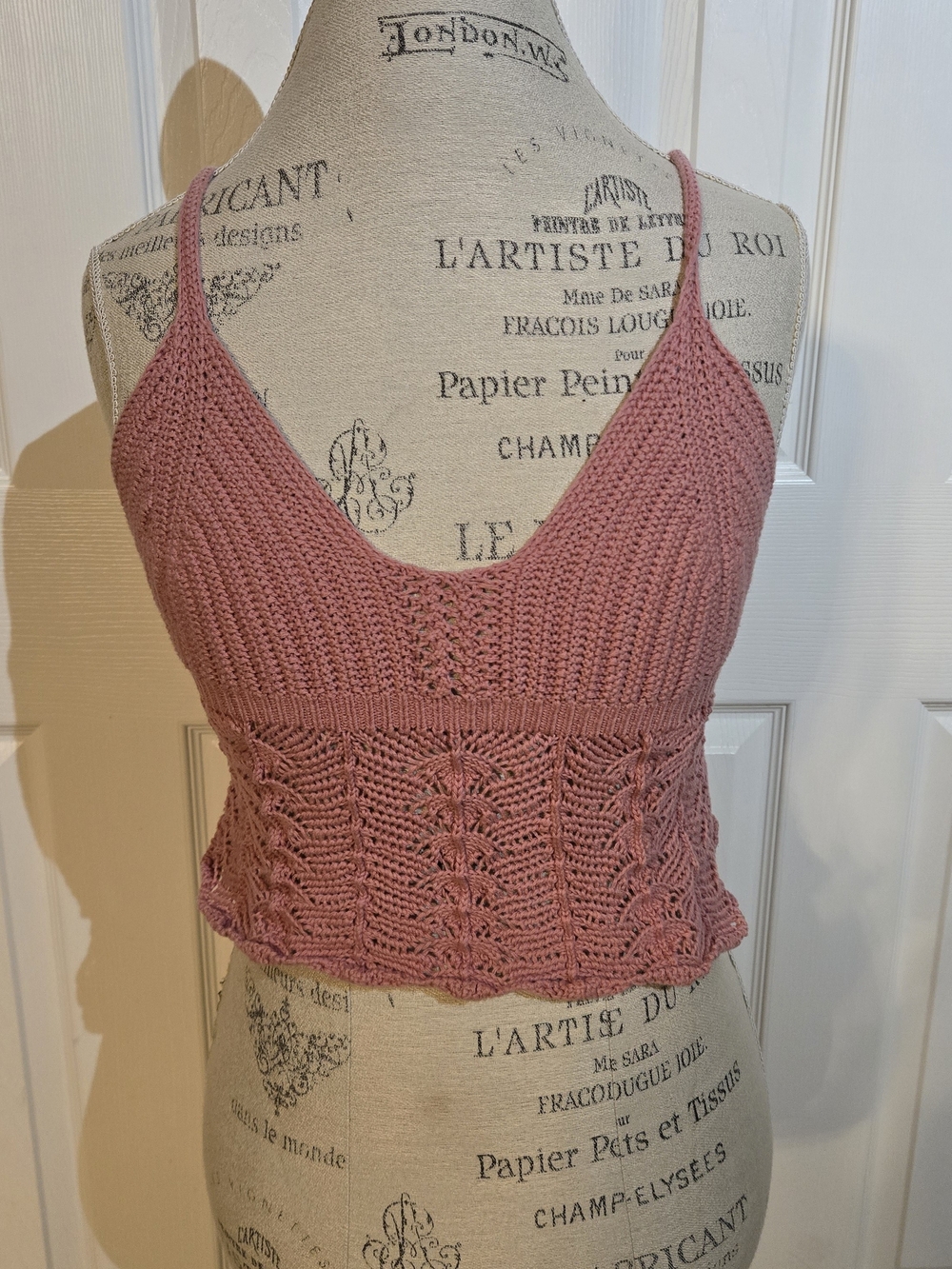 Forever 21 Dusty Rose Crochet Knit Crop Camisole